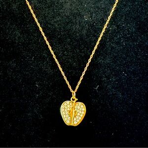 Mociun apple pavé charm and 14kt gold chain